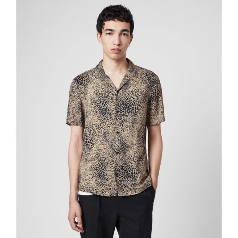 All saints shirt Mens XS Diffusion short sleeve animal print viscose lightweight